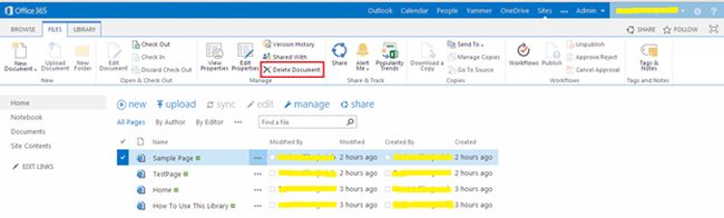 delete document in Sharepoint